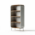 Bibliothèque en métal gris et bois naturel dimensions 50 x 30 x 120cm pour rangement moderne