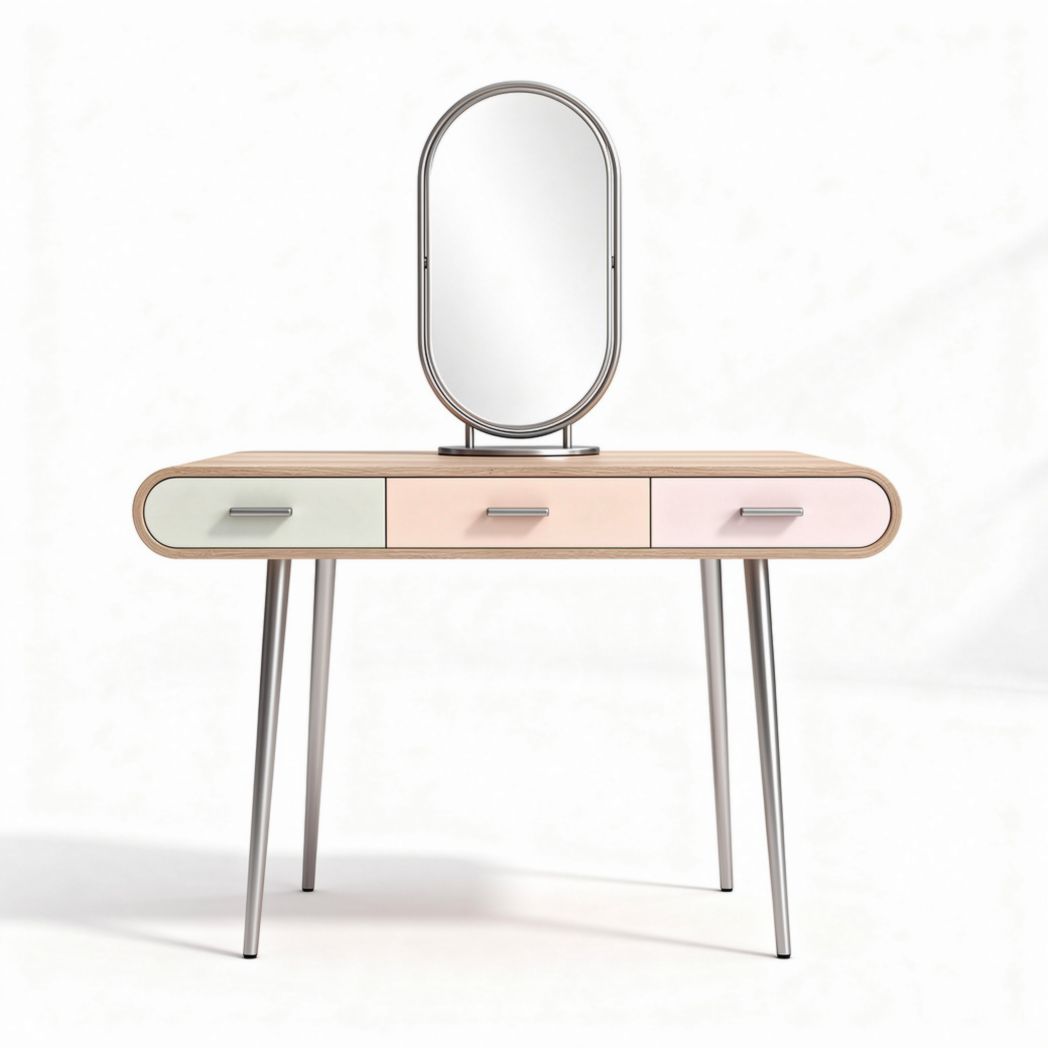 Coiffeuse en bois avec miroir et trois tiroirs dimensions 120 x 50 x 75cm
