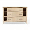 Commode en bois clair avec tiroirs et étagères de 120 x 40 x 80cm