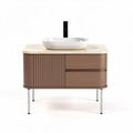 Meuble de salle de bain en bois et marbre 80 x 50 x 85cm avec évier.
