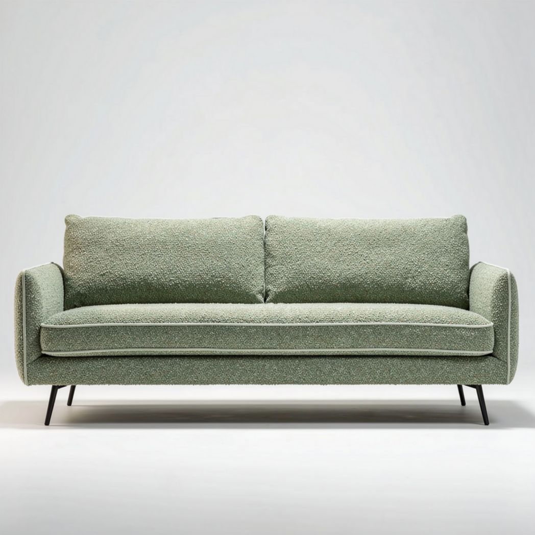 Canapé en tissu vert en flanelle avec pieds en métal 200 x 90 x 80 cm