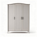 Armoire en bois gris avec trois portes et poignée noire 150 x 60 x 200cm