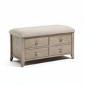Banc de rangement en bois avec coussin en tissu 100 x 40 x 45cm beige