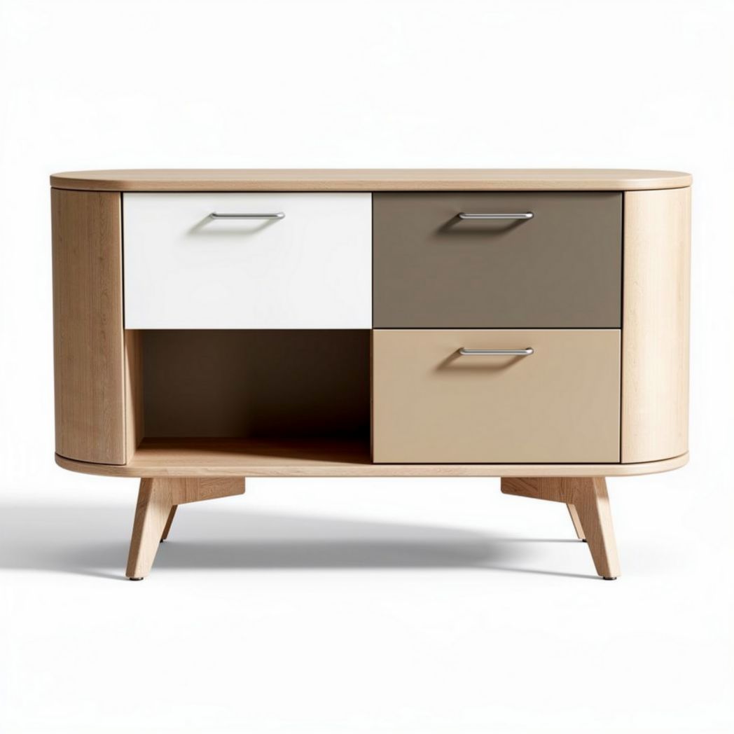 Buffet en bois avec tiroirs multicolores 100 x 50 x 70cm