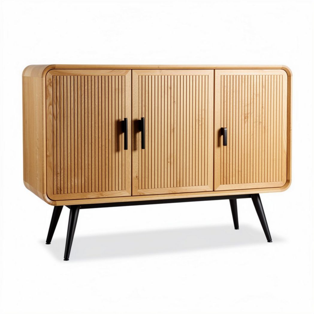 Meuble de rangement en bois massif de pin avec portes battantes noir 90 x 40 x 75cm